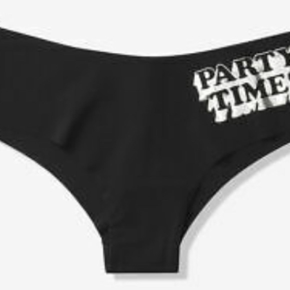 Pink by Victoria’s Secret black cheek panty large NWT